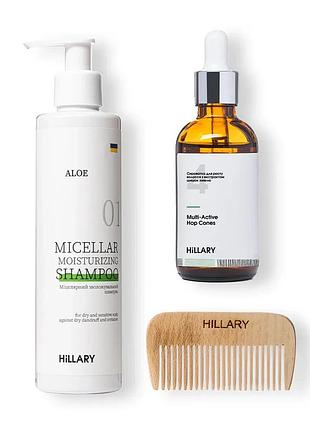 Сироватка для волосся multi-active hop cones + шампунь для сухого типу волосся aloe deep moisturizing та гребі (652397)