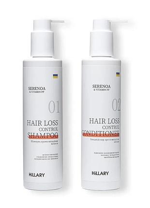 Шампунь и кондиционер против выпадения волос hillary serenoa рр hair loss control для мужчин и женщин с экстрактом сереноа и