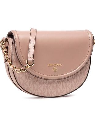 Жіноча сумка кросс-боді michael kors jet set charm medium half dome chain crossbody.колір::ніжно-рожевий.матеріал :шкіра