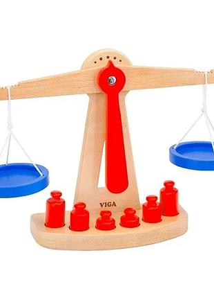 Дерев'яні ваги viga toys 29х22х8 см з гирями для навчання дітей (700891)