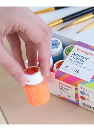 Флуоресцентна акрилова фарба brushme 20 мл 6 кольорів (672830)
