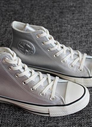 Кеды converse chuck taylor all star metallic leather оригинал нат кожа!