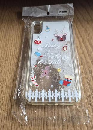 Чохол силіконовий протиударний різдвяний silicone case для apple iphone xs max