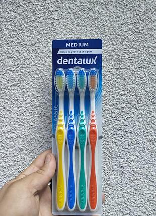 Набір зубних щіток dentalux classic medium 4 шт medium німеччина | для ефективного очищення зубів