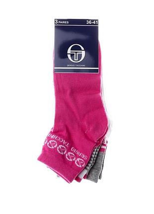 Шкарпетки sergio tacchini бавовна 36-41 білий рожевий сірий 3-pack (715626)