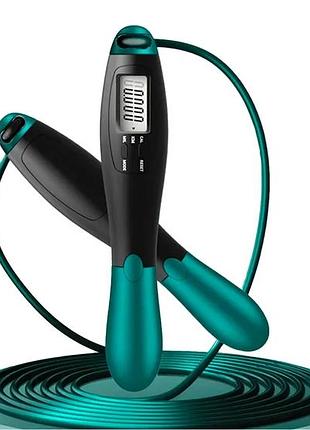 Скоростная скакалка prodobro стальной трос 2,8 м черный-зеленый (702311)