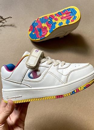 Кросівки дитячі для дівчинки champion rebound low 32 розмір устілка 20,5 см | білі на липучці