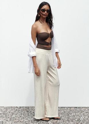 Молочні брюки палаццо zara
