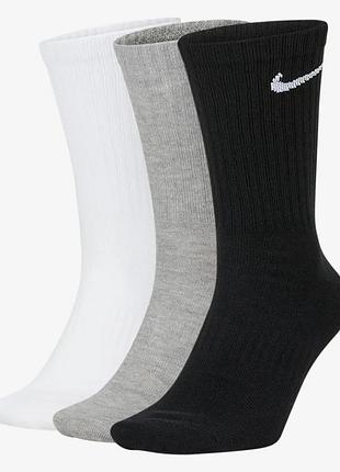 Носки nike хлопок 46-50 черный белый серый 3 пары (715546)