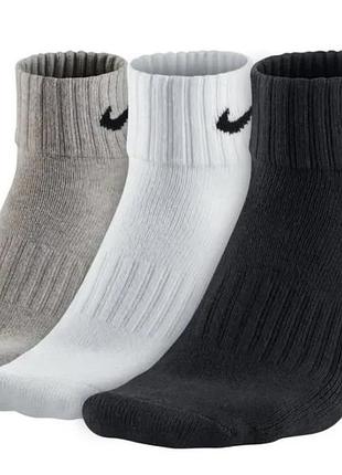 Шкарпетки nike хлопок унисекс 46-50 черный белый серый 3 пары (715693)