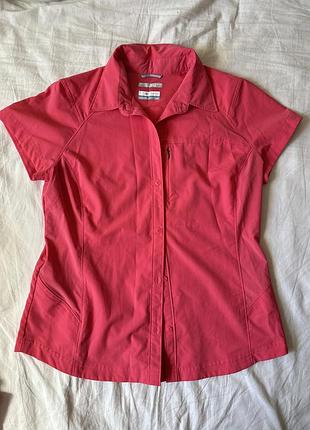 Жіноча сорочка columbia silver ridge stretch short sleeve (розмір l) / трекінгова сорочка omni-shade™