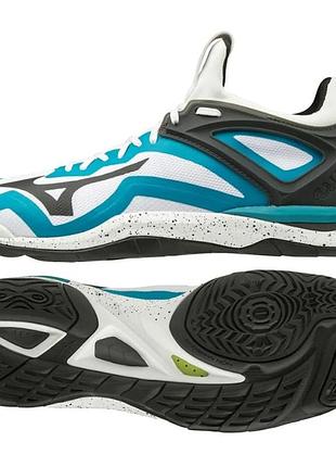 Кроссовки mizuno 44 5 белый черный голубой для сквоша (716790)