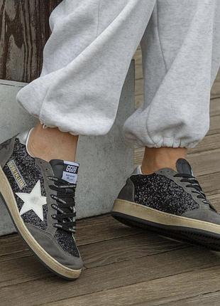 Кеди golden goose ball star in glitter with leather star