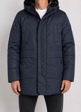 Куртка мужская зимняя однотонная, цвет синий, 244rl-8562 xxl, 52, xxl