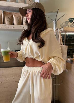 Велюровий костюм zip худі +штани