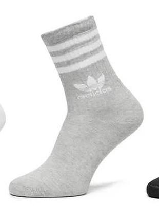 Шкарпетки adidas crew sock 3str 52% бавовна s (37-39) білий / сірий / чорний (819571)