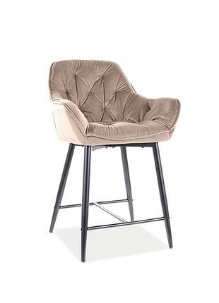 Барный стул cherry h-2 velvet 88х56х40 см велюр бежевый черный каркас (813140)