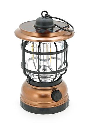 Лампа-фонарь sw-1933t, 3led, диммер, корпус-пластик, ударопрочный, usb кабель + solar, акум 18650, brown, box