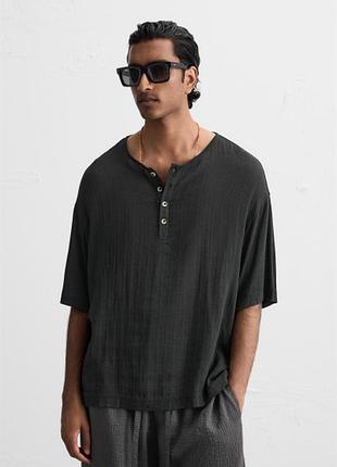 Футболка zara гудзики 0881/338 black