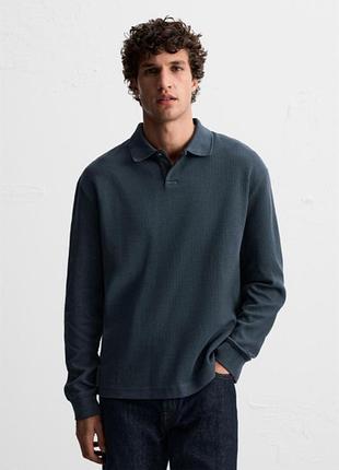 Кофта zara лонгслів поло 9240/311 faded blue