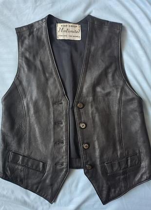 Желетка женская, top shop real leather, размер m