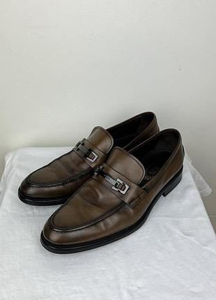 Tod`s brown leather loafers shoes кожаные туфли лоферы тодс имталия