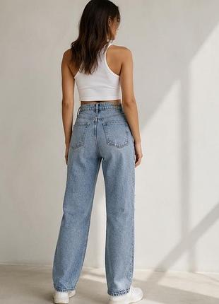 Джинси h&m divided блакитні мом, прямі, висока посадка,рвані