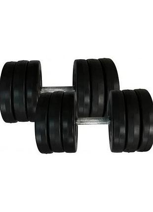 Гантели наборные 2 шт по 16,5 кг композитные пластиковые черные rock pro-r ne-pl-r-016-2 (набор 2 шт) (815876)