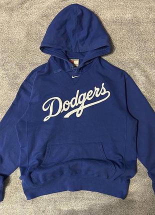 Вінтажне худі nike la dodgers, синє, розмір l