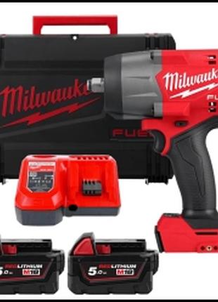 Гайковерт високомоментний акумуляторний milwaukee 1/2" m18 fhiw2f12-502x, 2034нм : з акб 18v 2шт-5 ah+зп, кейс mik26