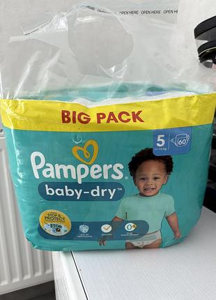 Підгузки pampers baby-dry, розмір 5, 11-16кг, 60 шт