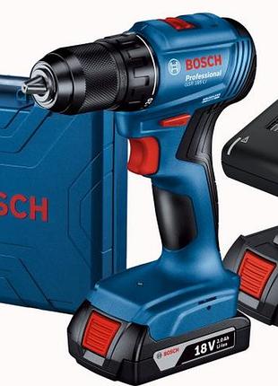 Акумуляторний безщітковий дриль-шурупокрут bosch gsr 185-li professional : 2 акб 18v 2.0ah + з/п, 1900 об/хв, вага 1.3 кг у кейсі