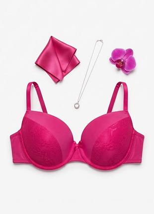 Бюстгальтер c&a the demi bra з мереживом без push-up, яскраво-рожевий