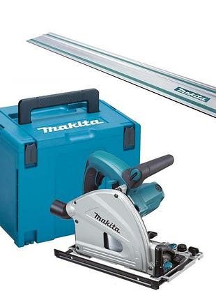 Професійна ручна заглибна дискова пила makita sp 6000j : 1300 вт, 165мм, 55мм глибини погружна в кейсі + лінійка 1.5м mik26