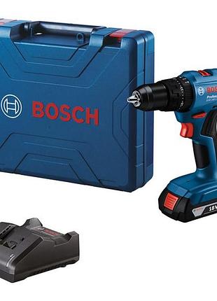 Мощная аккумуляторная ударная дрель-шуруповерт bosch professional gsb 183-li с акб 18v 2.0ah, з/п в кейсе mik26