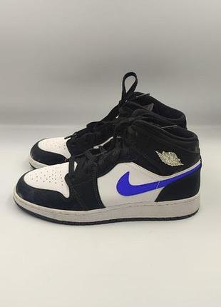 ✨ оригінальні кросівки air jordan 1 mid gs "black racer blue white" — розмір 39