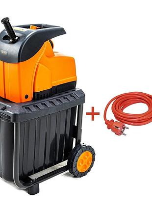 Садовый измельчитель gtm ds2800/45 kit + удлинитель 10м (ds2800/45_kit+ext.cord : 2800 вт, диаметр ветки 45 мм, нож, контейнер 60л