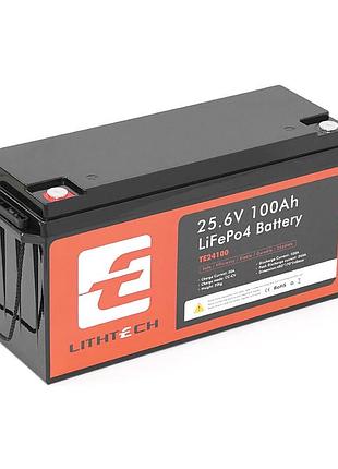 Lithtech te24100b + bluetooth lifepo4 25,6v 100ah, 2.56kwh, bms100a@4s, 6000 cycles