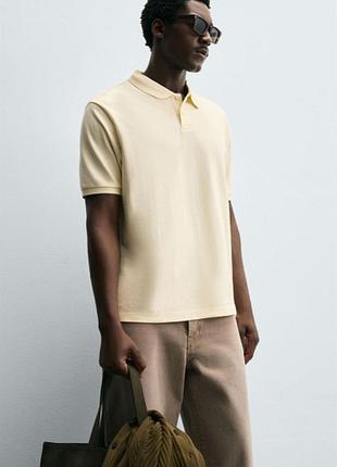 Футболка zara поло 19626 pastel yellow