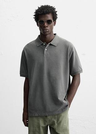 Футболка zara поло 19627 anthracite grey