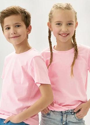 Дитяча футболка jhk, kid t-shirt, базова, однотонна, для дівчинки або хлопчика, рожева, розмір 146, на 12/14 років
