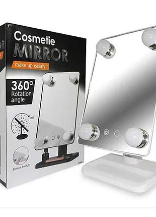 Зеркальце для макияжа cosmetie mirror 360, зеркало для грима, зеркало с led подсветкой на подставке vy-80