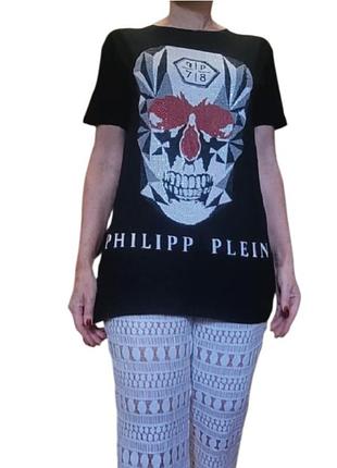 Футболка длинная черепа philipp plein оригинал