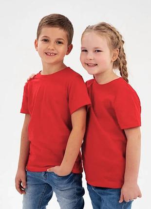 Дитяча футболка jhk, kid t-shirt, базова, однотонна, для хлопчика або дівчинки, червона, розмір 122, на 7/8 років