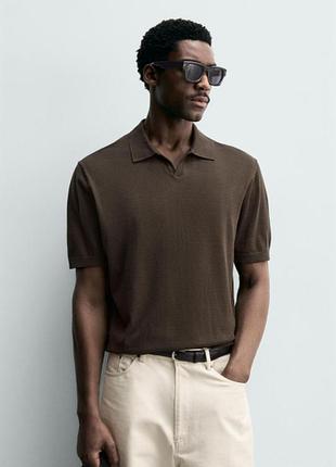 Футболка zara поло 19777 olive green