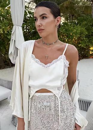 Шикарна ажурна майка білого кольору