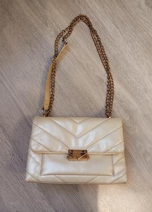 Сумка жіноча michael kors cece medium стьобана шкіряна кремова