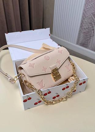 Pochette metis east west louis premium натуральная кожа мини сумочка бренд нежно розовая