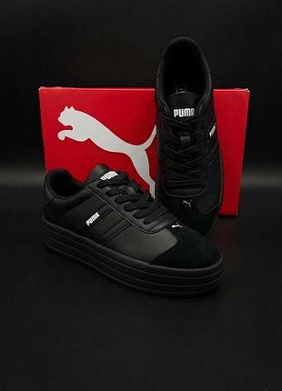 Женские кроссовки на высокой подошве puma/кожаные кеды на платформе пума