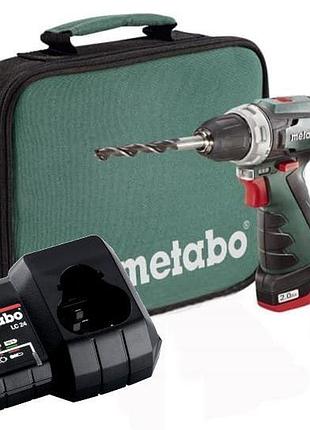 Акумуляторний шуруповерт metabo powermaxx bs basic 2х2,0 ач в сумці (600079550) mik26